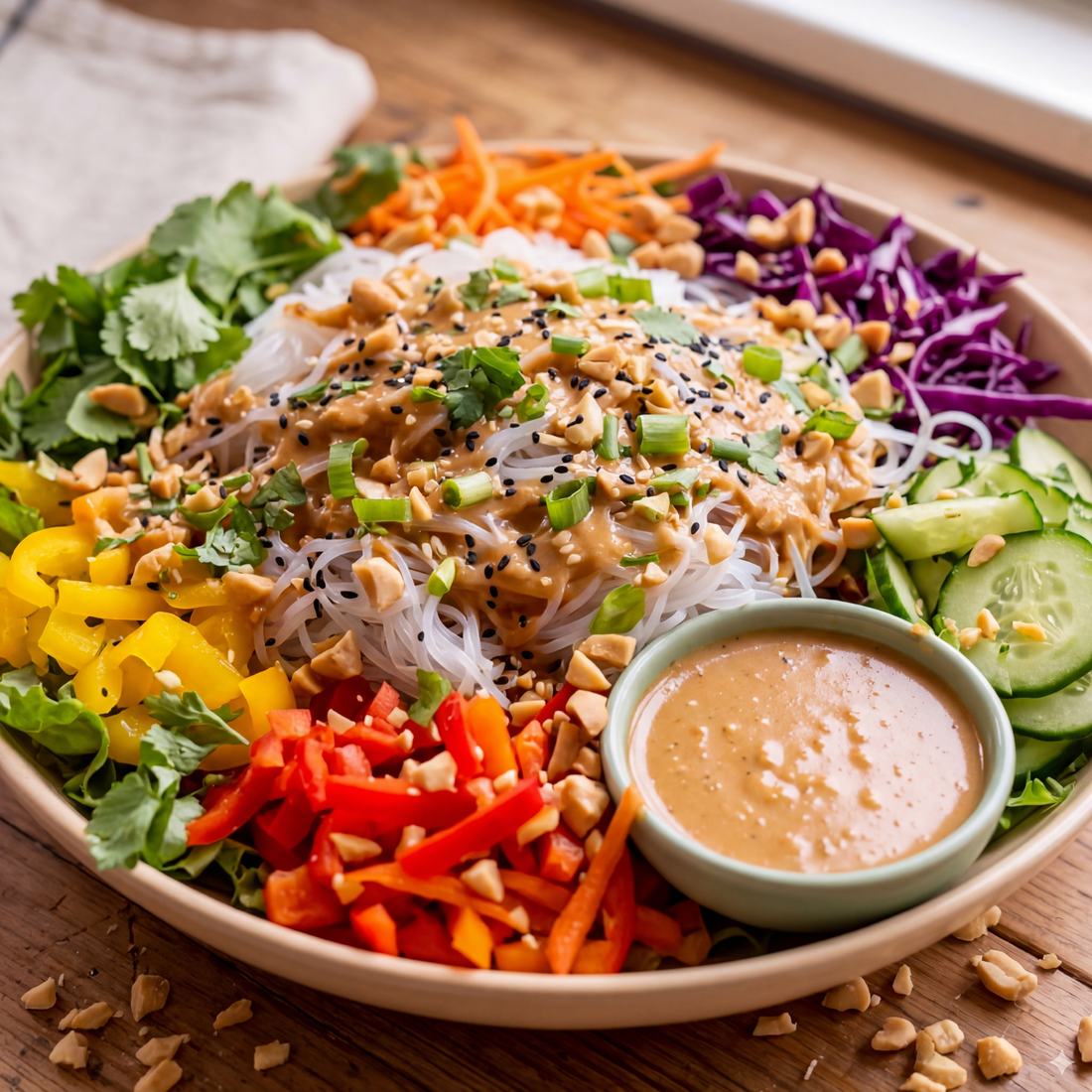 Ensalada asiática de fideos de arroz